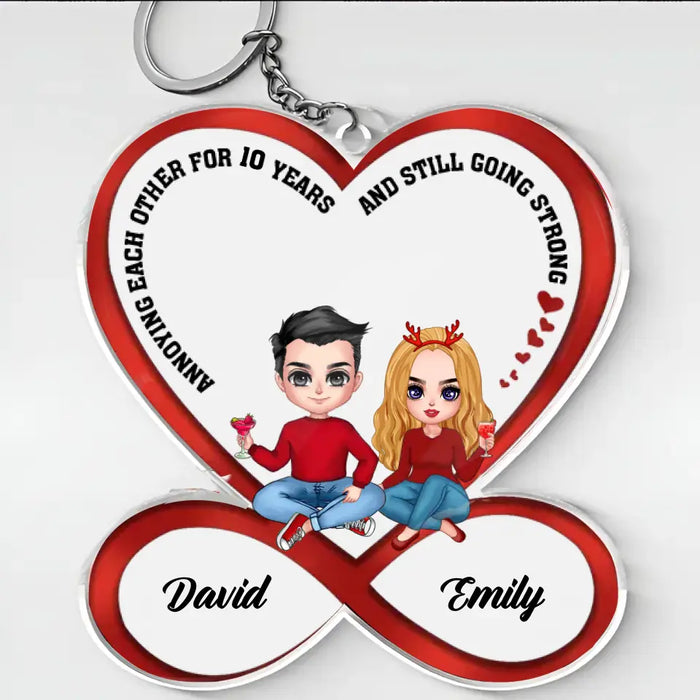 Personalized Couple Acrylic Keychain - Gift Idea For Couple - Annoying Each Other For 10 Years and Still Going Strong