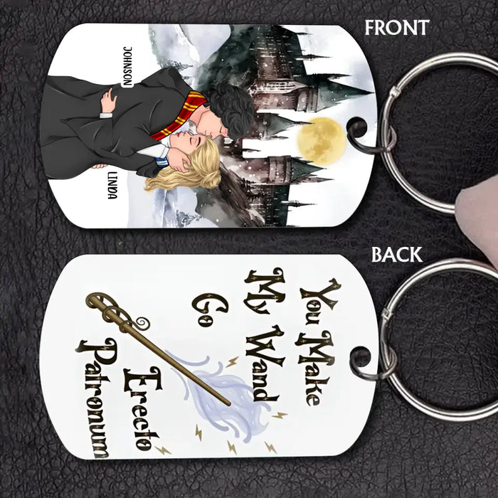 Custom Personalized Couple Aluminum Keychain - Gift Idea For Couple - You Make My Wand Go Erecto Patronum