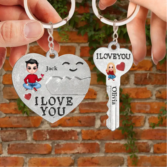 Custom Personalized Couple Acrylic Keychains - Valentine's Day Gift Idea for Couple - I Love You