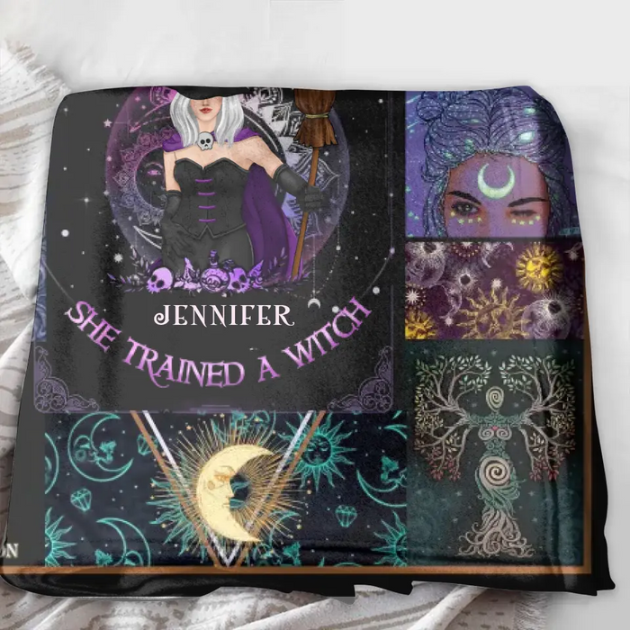 Custom Personalized Witch Quilt/Fleece Blanket/Pillow Cover - Halloween Gift Idea For Witch Lovers - To My Daughter