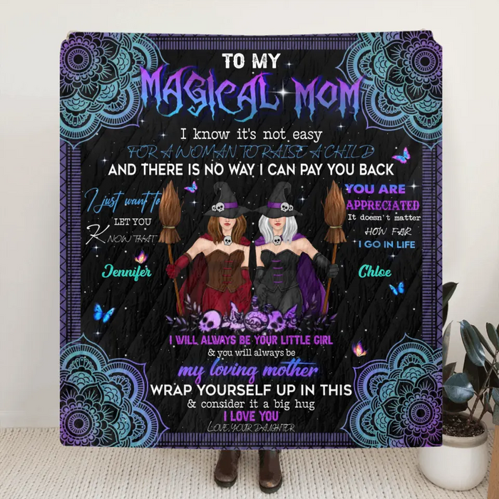 Custom Personalized Witch Quilt/Fleece Blanket/Pillow Cover - Halloween Gift Idea For Witch Lovers - To Magical Mom