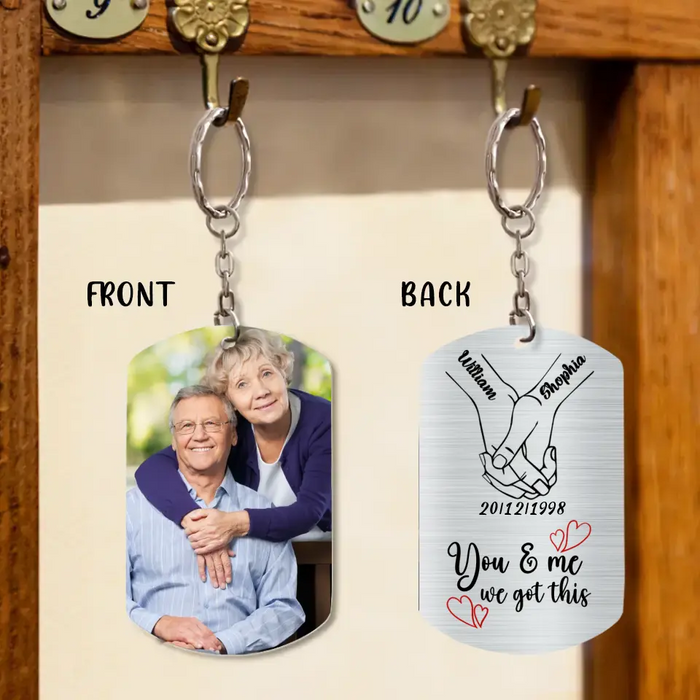 Personalized Photo Keychain, Memorial Gifts, Custom Photo - You & Me We Got This