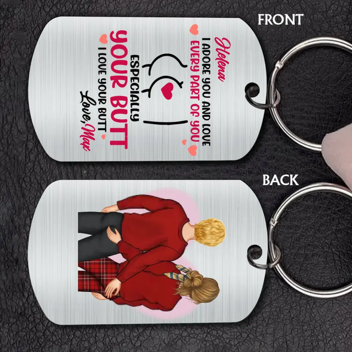 Custom Personalized Couple Keychain - Gift Idea For Couple/Him/Her/Valentine's Day - I Adore You And Love Every Part Of You