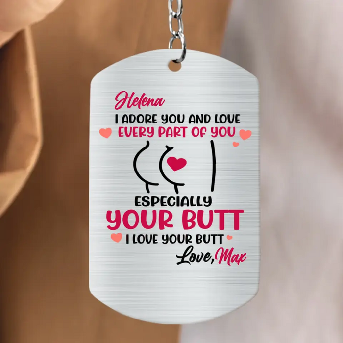 Custom Personalized Couple Keychain - Gift Idea For Couple/Him/Her/Valentine's Day - I Adore You And Love Every Part Of You