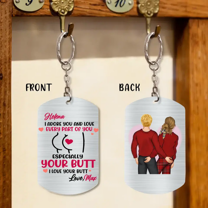 Custom Personalized Couple Keychain - Gift Idea For Couple/Him/Her/Valentine's Day - I Adore You And Love Every Part Of You