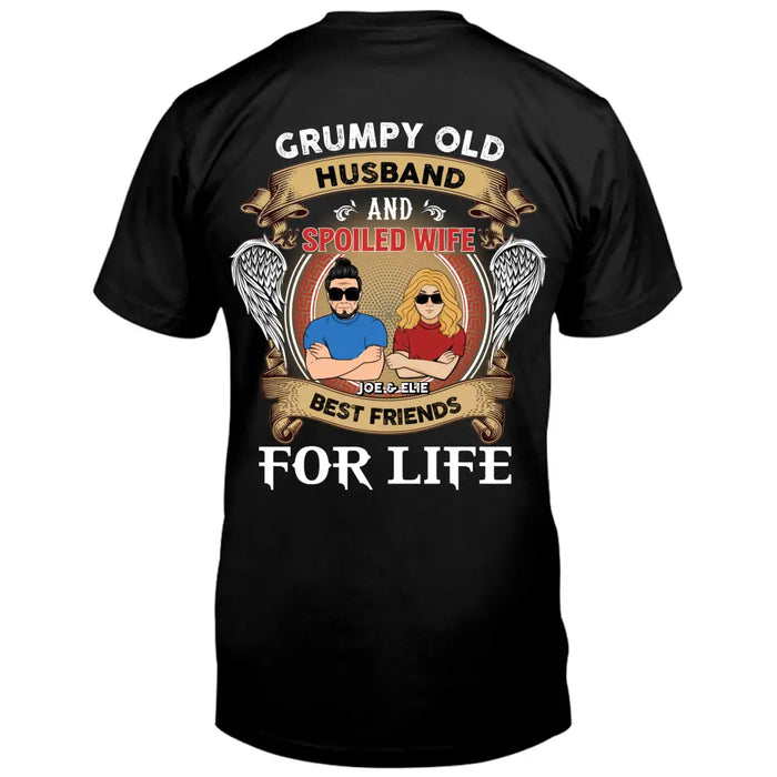 Custom Personalized Husband And Wife Shirt/Hoodie - Gift Idea For Couple/ Him/ Her - Grumpy Old Husband And Spoiled Wife Best Friends For Life