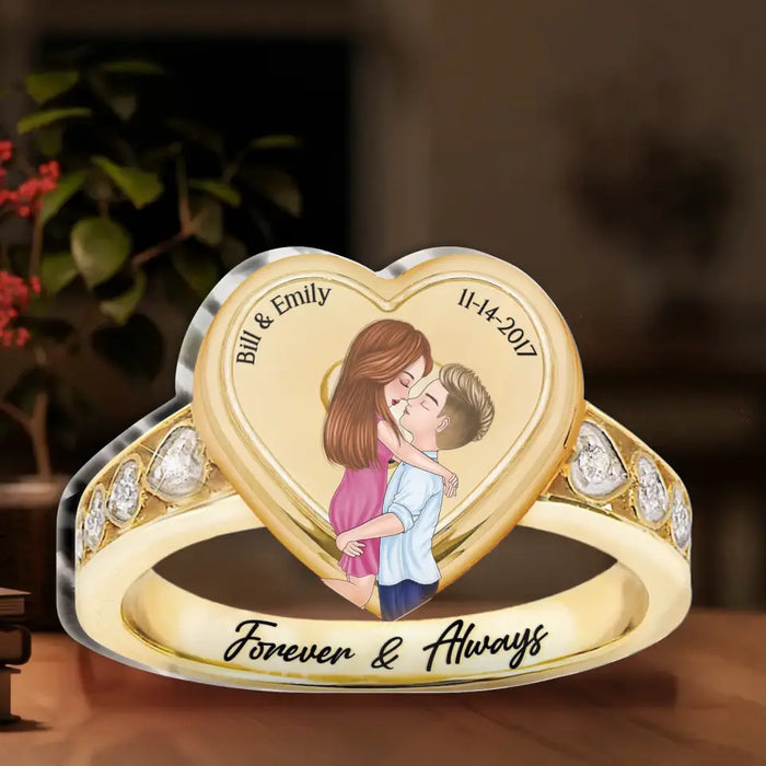 Custom Personalized Couple Ring Acrylic Plaque - Wedding/ Anniversary Gift Idea For Couple - Forever & Always