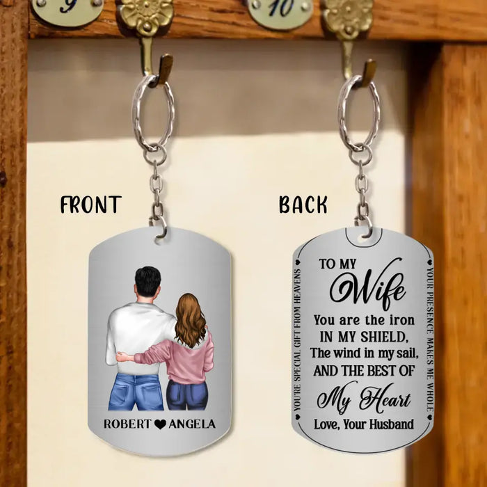 Custom Personalized Couple Aluminum Keychain - 
 Gift Idea For Couple/Valentine's Day - You Are The Iron In My Shield