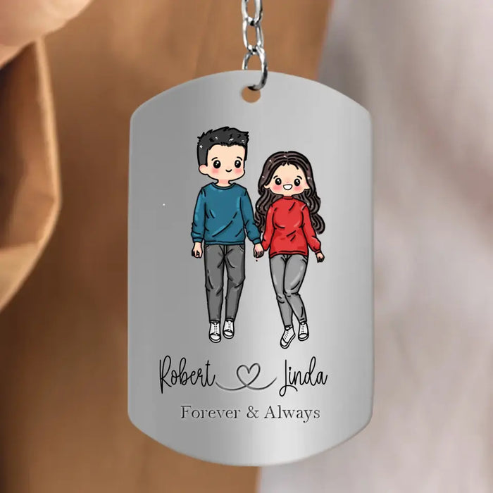 Custom Personalized Couple Aluminum Keychain - 
 Gift Idea For Couple/Valentine's Day - Forever & Always