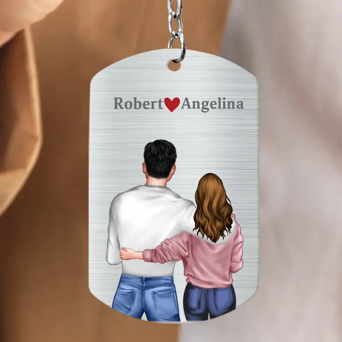 Custom Personalized Couple Aluminum Keychain - 
 Gift Idea For Couple/Valentine's Day - There Will Always Be More Love Than Miles Between Us