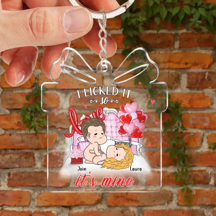 Custom Personalized Couple Acrylic Keychain - Gift Idea For Couple/ Him/ Her/ Valentines - I Licked It So It's Mine