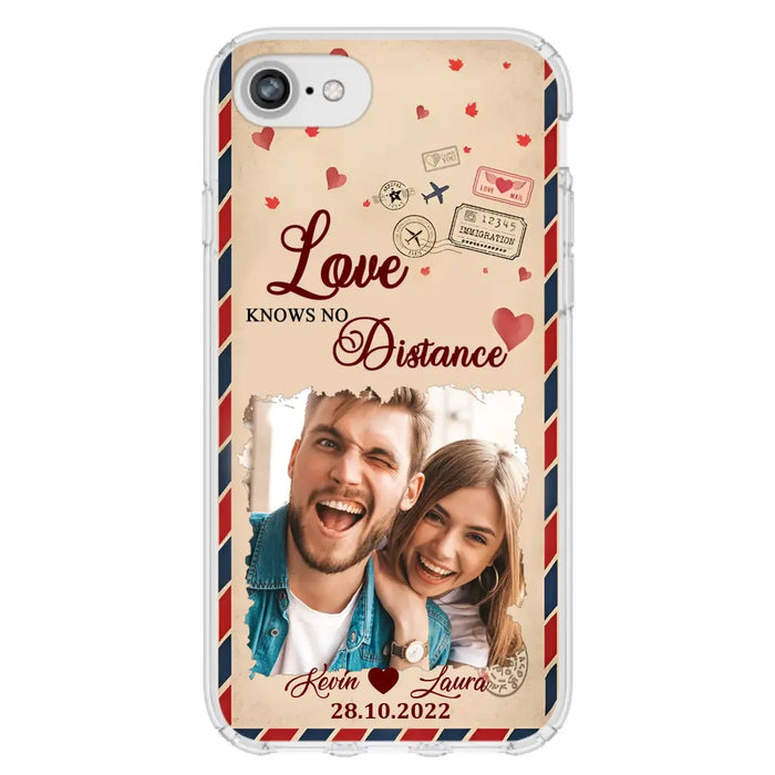 Custom Personalized Couple Phone Case - Gift Idea For Couple/ Valentines Day - Upload Photo - Love Knows No Distance - Case For iPhone/ Samsung