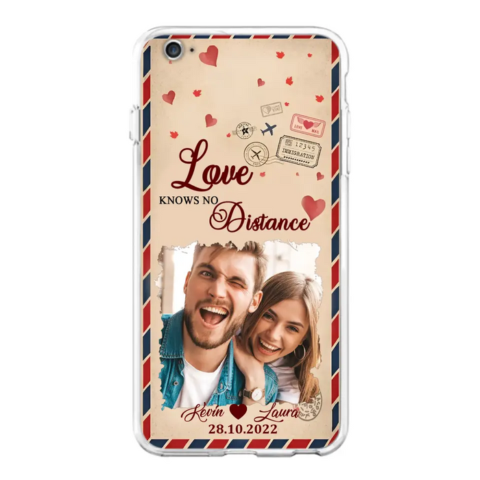 Custom Personalized Couple Phone Case - Gift Idea For Couple/ Valentines Day - Upload Photo - Love Knows No Distance - Case For iPhone/ Samsung