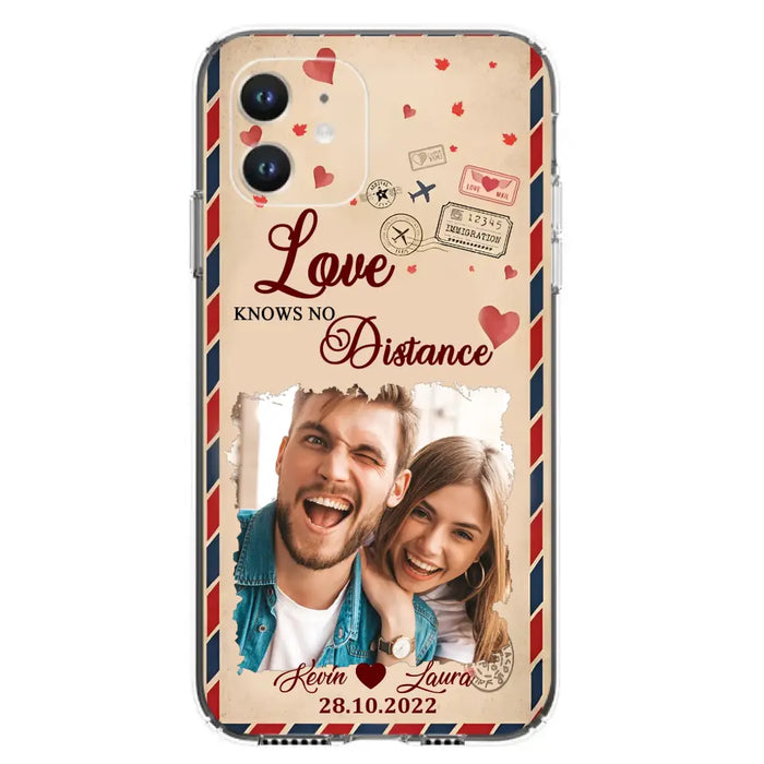 Custom Personalized Couple Phone Case - Gift Idea For Couple/ Valentines Day - Upload Photo - Love Knows No Distance - Case For iPhone/ Samsung