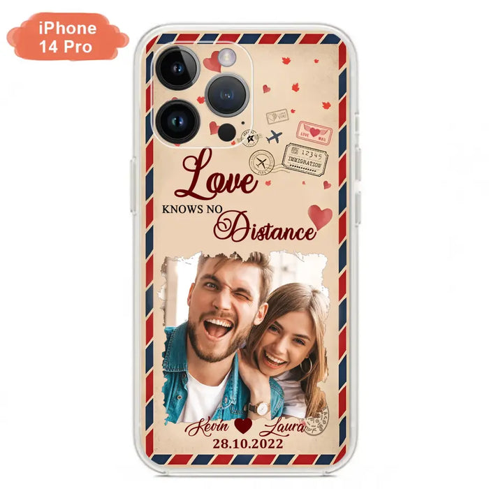 Custom Personalized Couple Phone Case - Gift Idea For Couple/ Valentines Day - Upload Photo - Love Knows No Distance - Case For iPhone/ Samsung