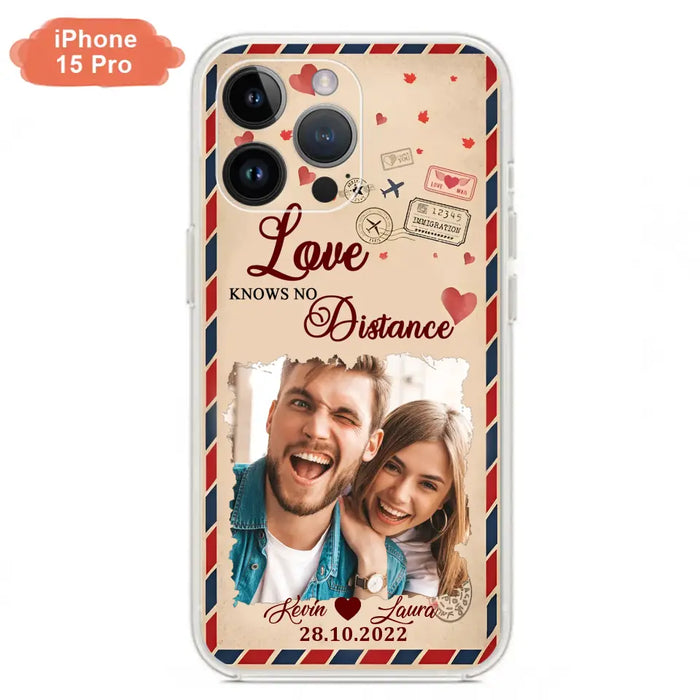 Custom Personalized Couple Phone Case - Gift Idea For Couple/ Valentines Day - Upload Photo - Love Knows No Distance - Case For iPhone/ Samsung