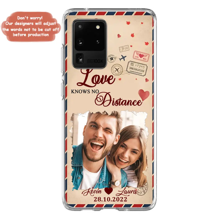 Custom Personalized Couple Phone Case - Gift Idea For Couple/ Valentines Day - Upload Photo - Love Knows No Distance - Case For iPhone/ Samsung