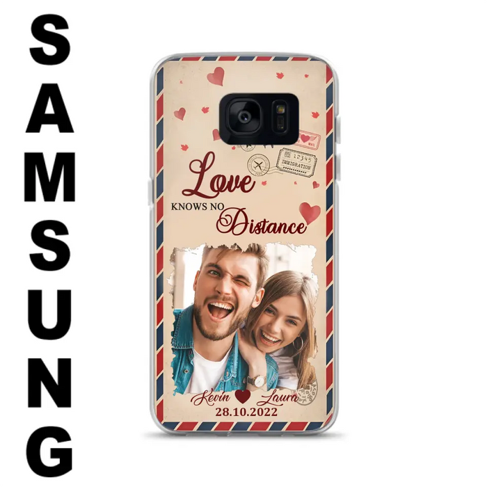 Custom Personalized Couple Phone Case - Gift Idea For Couple/ Valentines Day - Upload Photo - Love Knows No Distance - Case For iPhone/ Samsung