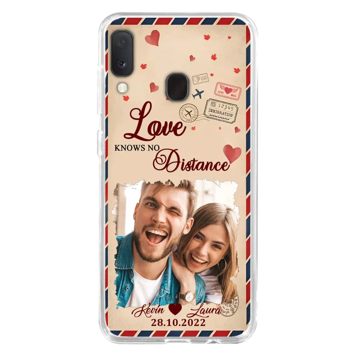 Custom Personalized Couple Phone Case - Gift Idea For Couple/ Valentines Day - Upload Photo - Love Knows No Distance - Case For iPhone/ Samsung