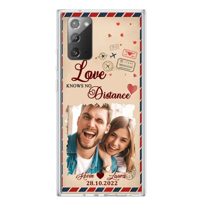 Custom Personalized Couple Phone Case - Gift Idea For Couple/ Valentines Day - Upload Photo - Love Knows No Distance - Case For iPhone/ Samsung