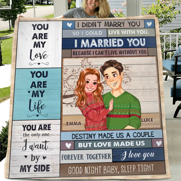 Custom Personalized Couple Husband And Wife Single Layer Fleece Blanket/ Quilt Blanket - Gift Idea For Couple/ Him/ Her/ Valentine's Day - I Can't Live Without You