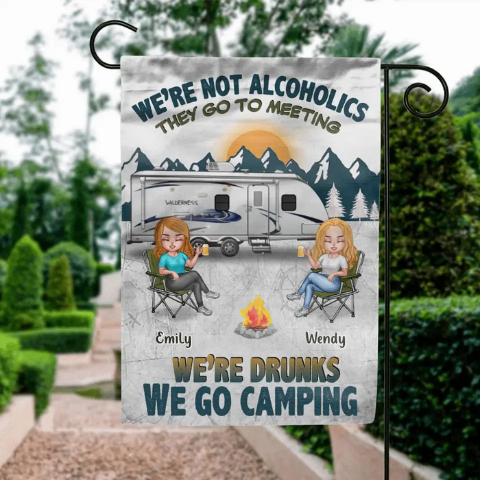 Custom Personalized Camping Flag Sign - Best Gift For Camping Lovers/Friends - Upto 7 Friends - We're Not Alcoholics