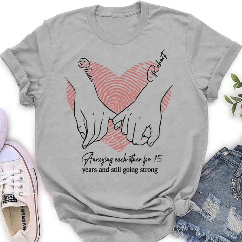 Personalized Couple Shirt/Hoodie - Gift Idea For Couple/Valentine's Day - Annoying Each Other For 15 Years And Still Going Strong