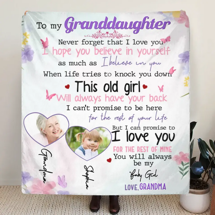 Custom Personalized To My Granddaughter Grandson Quilt Blanket/Single Layer Fleece Blanket -  Gift For Grandchildren