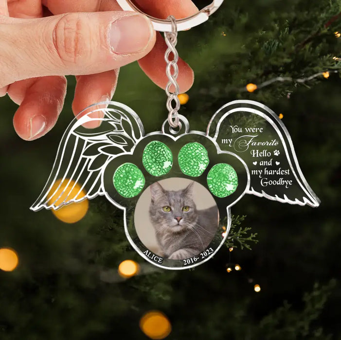 Custom Personalized Memorial Acrylic Keychain - Memorial Gift Idea For Pet Lover - You Were My Favorite Hello And My Hardest Goodbye