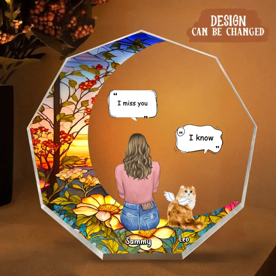 Custom Personalized Memorial Cat Nonagon Acrylic Plaque - Memorial Gif