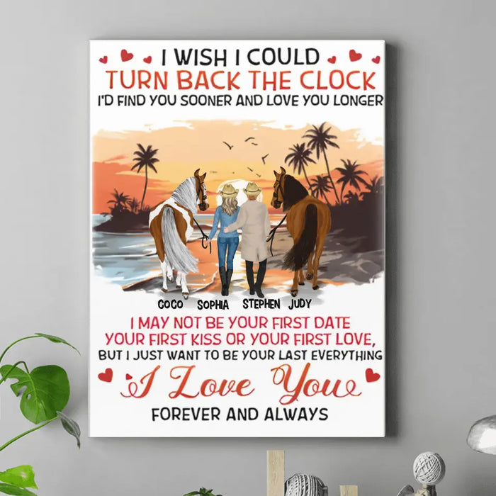 Personalized Riding Horse Couple Vertical Canvas - Gift Idea For Couple/ Him/ Her/ Valentine's Day - I Wish I Could Turn Back The Clock