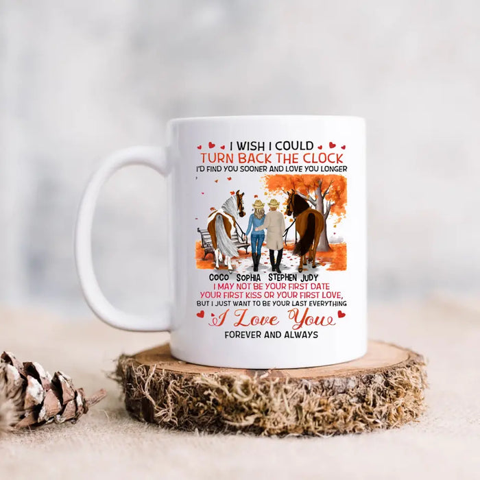 Personalized Horse Riding Couple Coffee Mug - Gift Idea For Couple/ Him/ Her/ Valentine's Day - I Wish I Could Turn Back The Clock