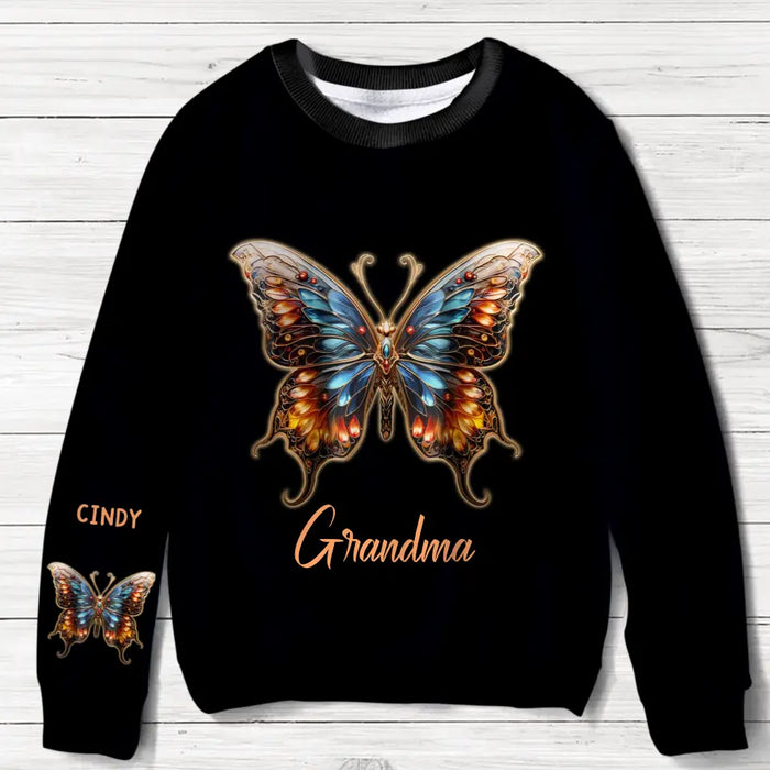 Custom Personalized Grandma Mom Butterfly Sweater - Gift Idea For Grandma/ Mother - Upto 10 Kids