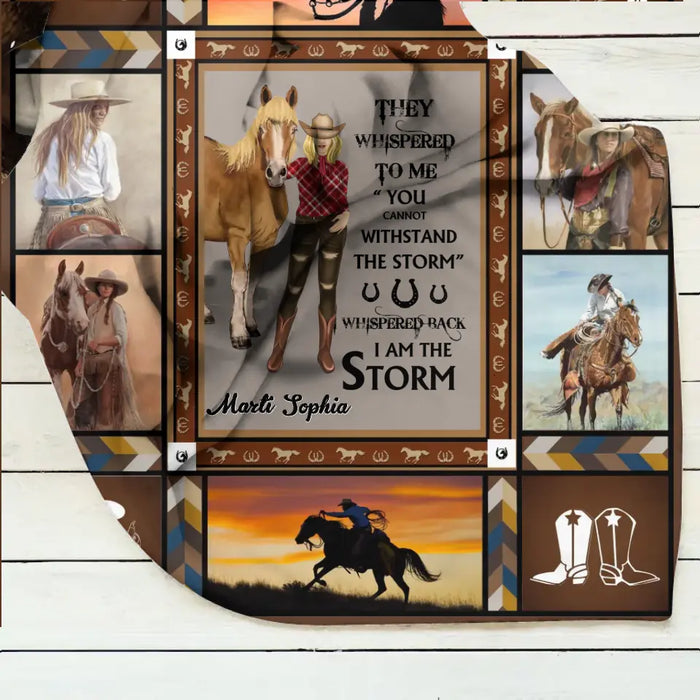 Custom Personalized Horse Girl Quilt/Single Layer Fleece Blanket - Gift Idea For Girl/Horse Lovers - They Whispered To Me