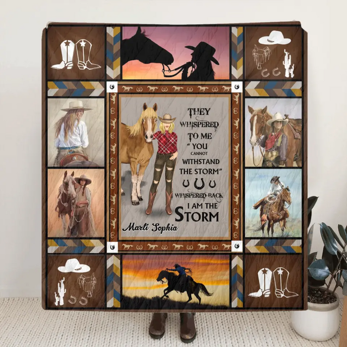 Custom Personalized Horse Girl Quilt/Single Layer Fleece Blanket - Gift Idea For Girl/Horse Lovers - They Whispered To Me