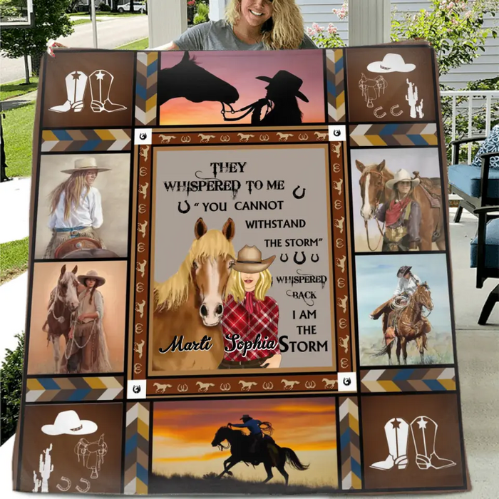 Custom Personalized Horse Girl Quilt/Single Layer Fleece Blanket - Gift Idea For Girl/Horse Lovers - I Am The Storm