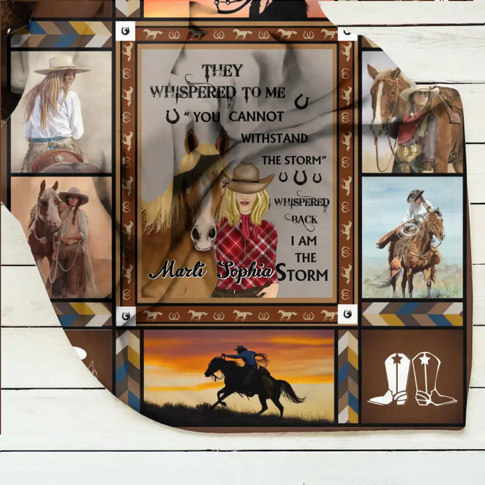 Custom Personalized Horse Girl Quilt/Single Layer Fleece Blanket - Gift Idea For Girl/Horse Lovers - I Am The Storm