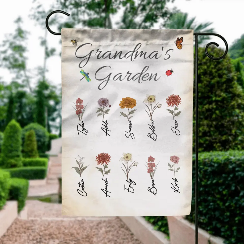Personalized Grandma's Garden Flag Sign - Mother's Day Gift Idea For Grandma/Mother - Up to 10 Kids