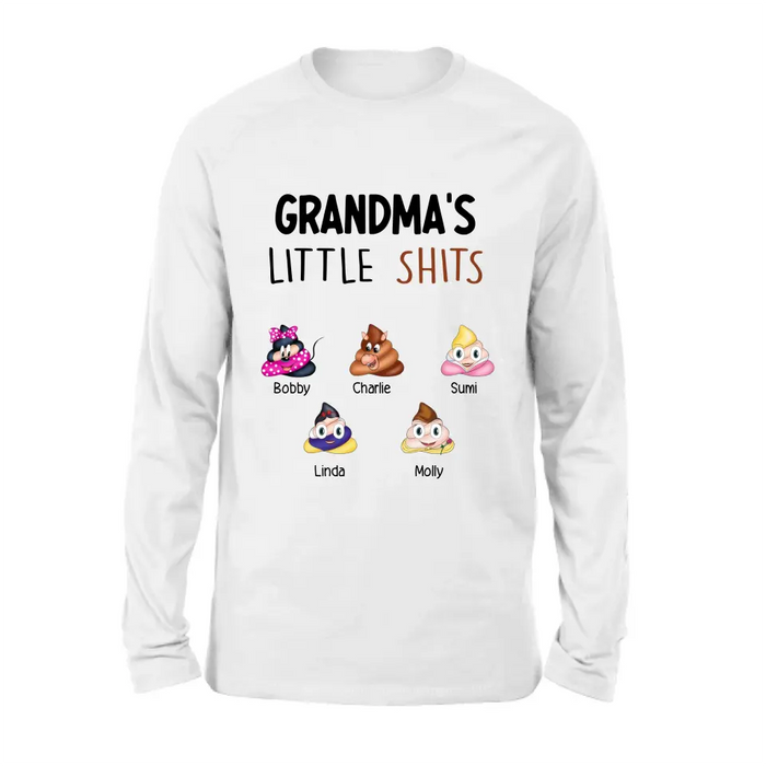 Custom Personalized Funny Shirt/ Hoodie - Gift Idea For Mom/Dad/Grandpa/Grandma - Upto 5 Kids - Grandma's Little Shits