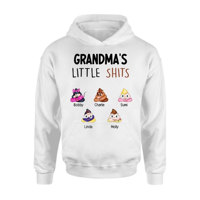 Custom Personalized Funny Shirt/ Hoodie - Gift Idea For Mom/Dad/Grandpa/Grandma - Upto 5 Kids - Grandma's Little Shits