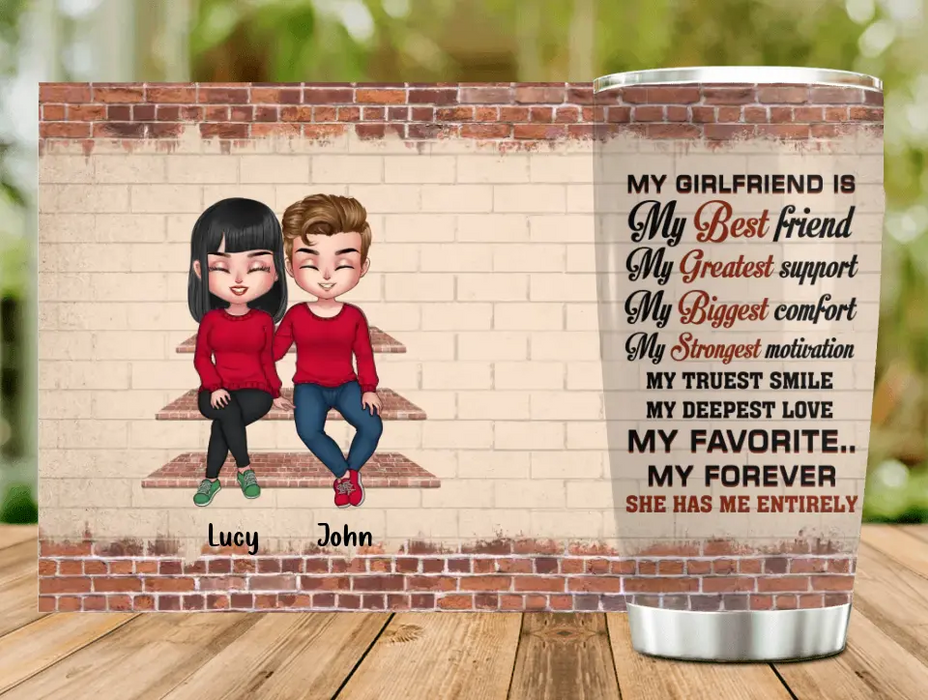 Custom Personalized Couple Tumbler - Gift Idea For Him/Her/Couple/Valentine's Day - My Girl Friend Is My Best Friend