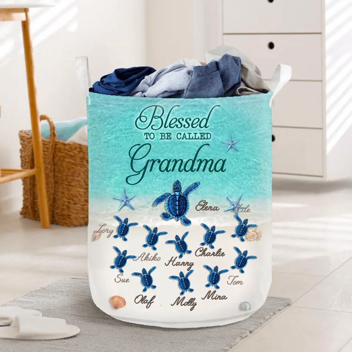 Custom Personalized Grandma Laundry Basket - Gift for Grandma/Mother's Day - Up to 10 Kids - Blessed To Be Called Grandma