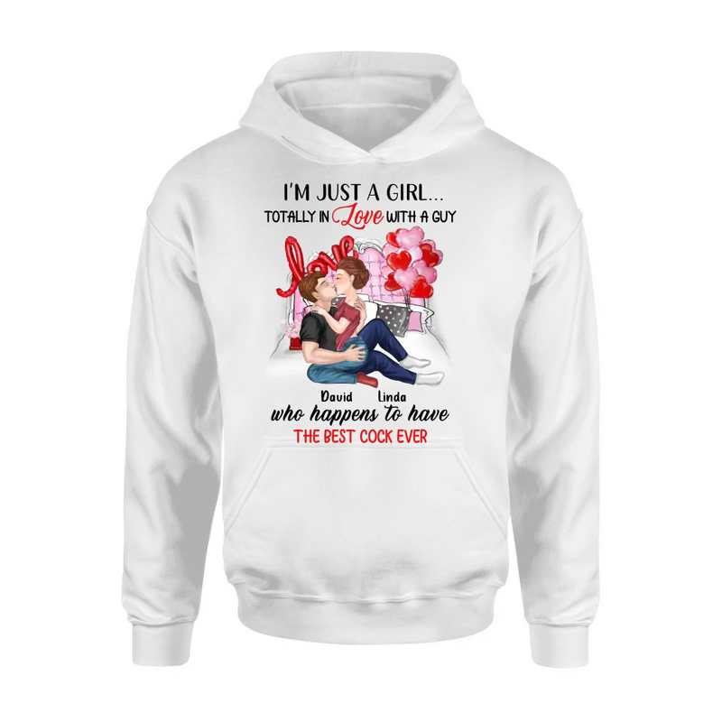 Personalized Couple Shirt/Hoodie - Gift Idea For Husband From Wife/Couple Gift/Valentine's Day - I'm Just A Girl...Totally In Love With A Guy