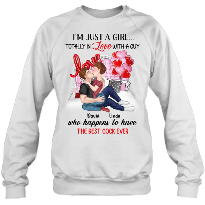 Custom Personalized Couple Shirt/Hoodie - Gift Idea For Husband From Wife/ Couple Gift/Valentine's Day - I'm Just A Girl...Totally In Love With A Guy