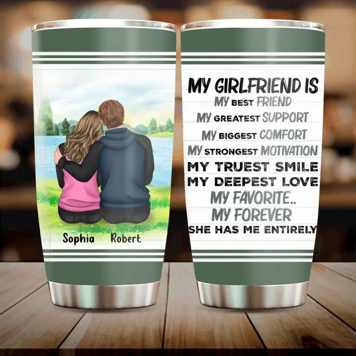 Custom Personalized Couple Tumbler - Gift Idea For Him/Her/Couple/Valentine's Day - My Girl Friend Is My Best Friend My Greatest Support