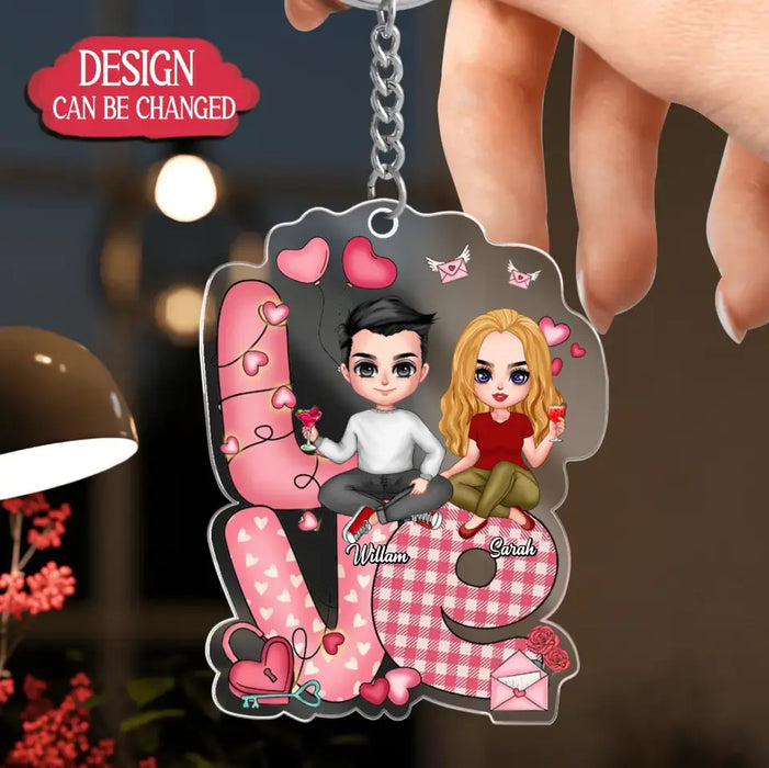 Custom Personalized Couple Love Acrylic Keychain - Valentine Day Gift Idea For Couple/ Him/ Her