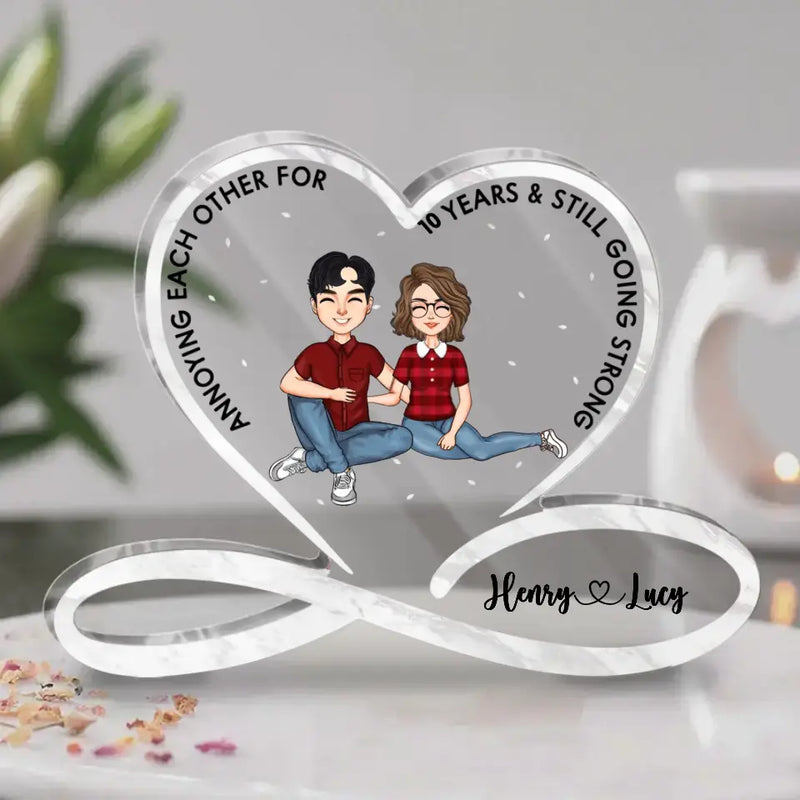 Personalized Couple Acrylic Plaque - Anniversary Gift for Wife/Husband/Couple - Annoying Each Other & Still Going Strong