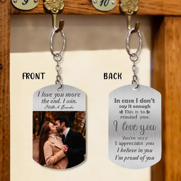 Custom Personalized Couple Aluminum Keychain - Gift Idea For Couple/ Him/ Her/ Valentine's Day - I Love You More The End I Win