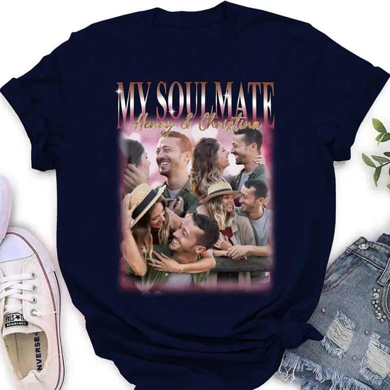 Personalized Couple T-Shirt/Long Sleeve/Sweatshirt/Hoodie - Upload Photos - Gift Idea For Couple - My Soulmate