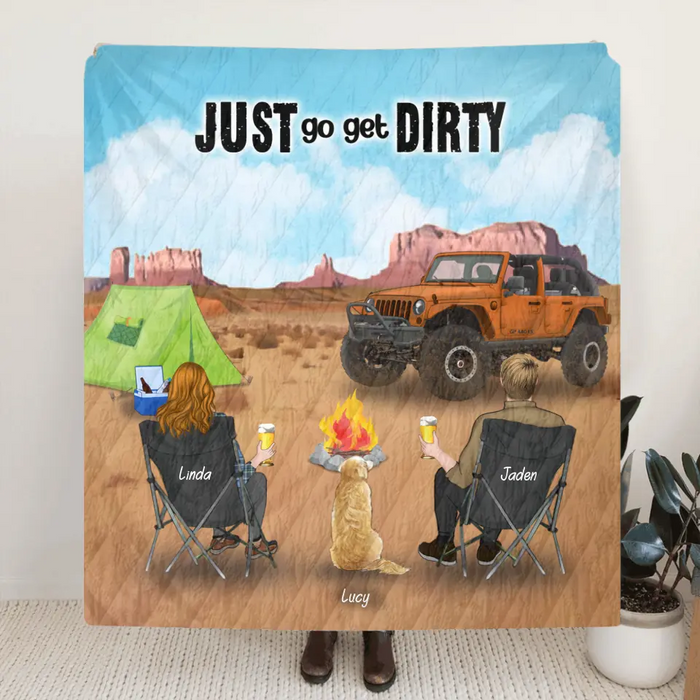 Custom Personalized Off-road SUVs Quilt/Fleece Blanket - Best Gift Idea For Off-road Lovers - Man/Woman/Couple With Upto 3 Pets - Just Go Get Dirty